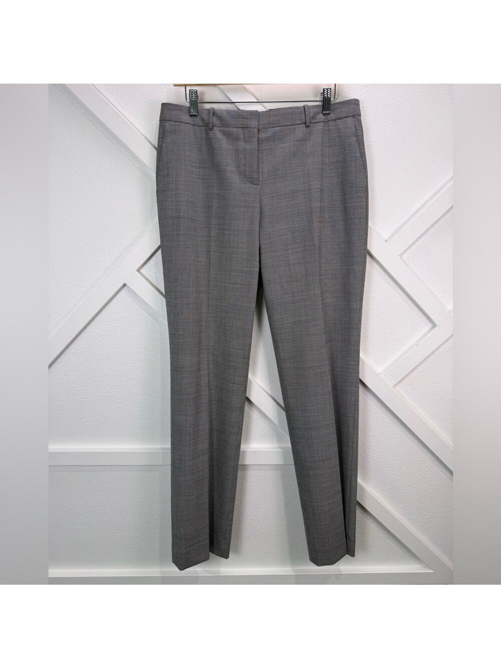 BOSS Hugo Boss Gray Virgin Wool Houndstooth Slim Dress Pants Size US 6